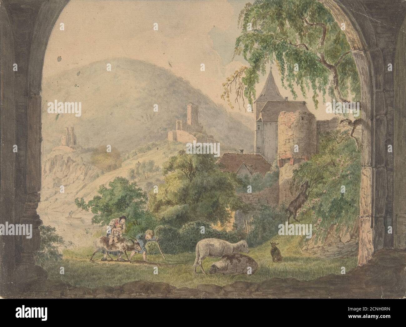 Les quatre châteaux de Neckarsteinach, 1800-1818. Banque D'Images Les quatre châteaux de Neckarsteinach, 1800-1818. Banque D'Images
