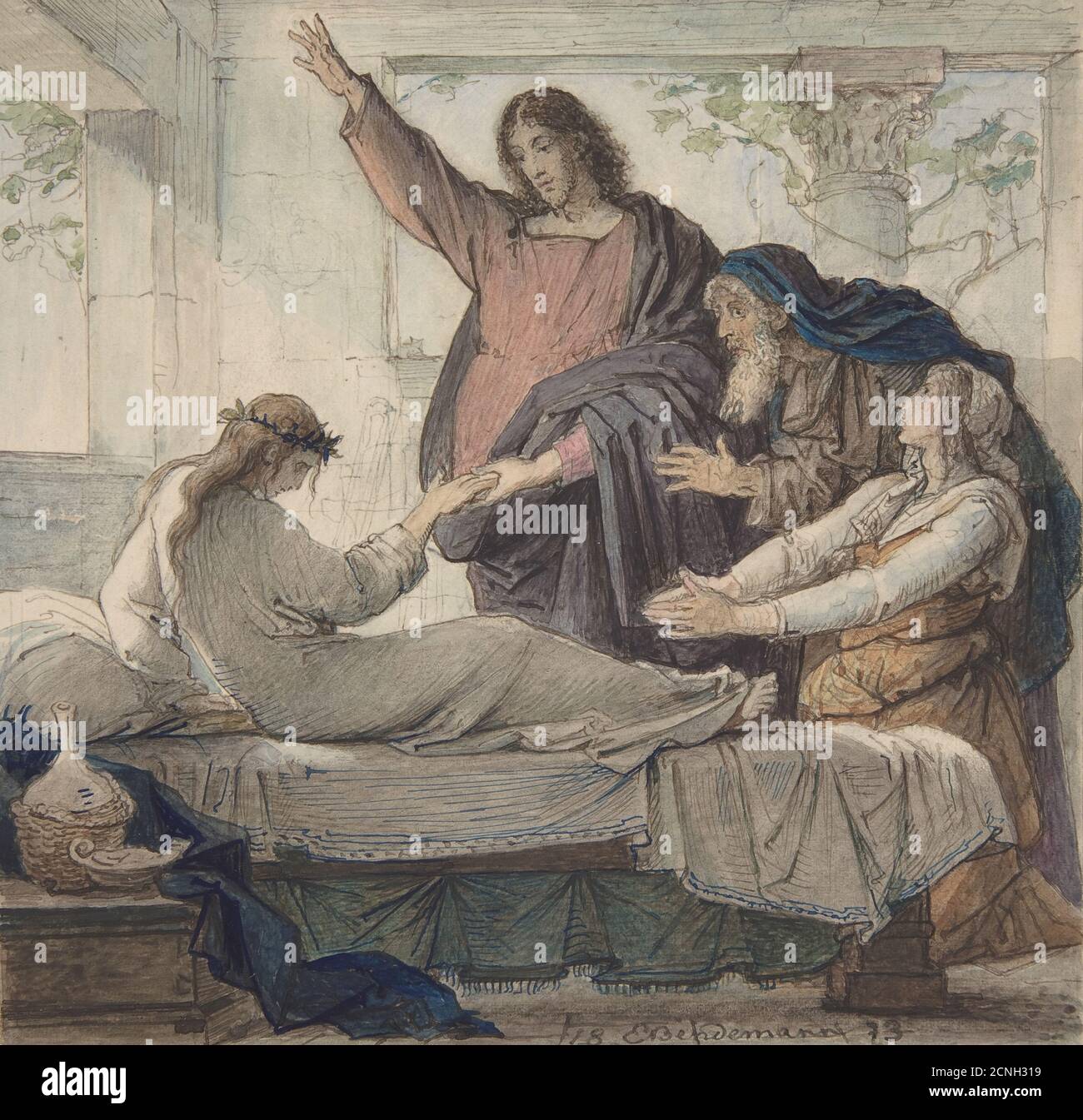 L'élévation de la fille de Jairus, 1873. Jésus guérit la fille de Jairus. Banque D'Images