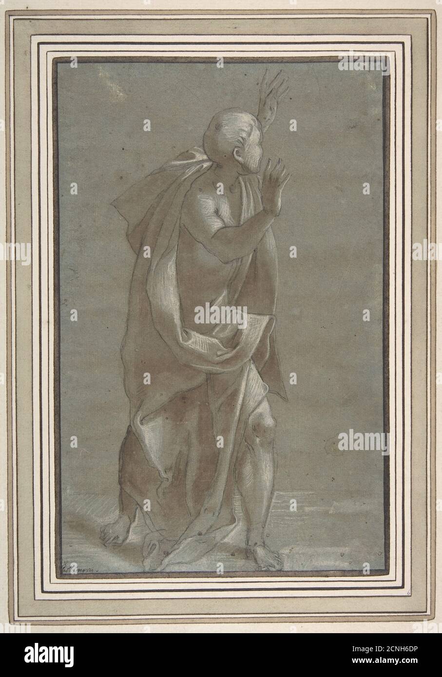Homme debout Figure drapée avec ses mains levées, 1565-71. Banque D'Images