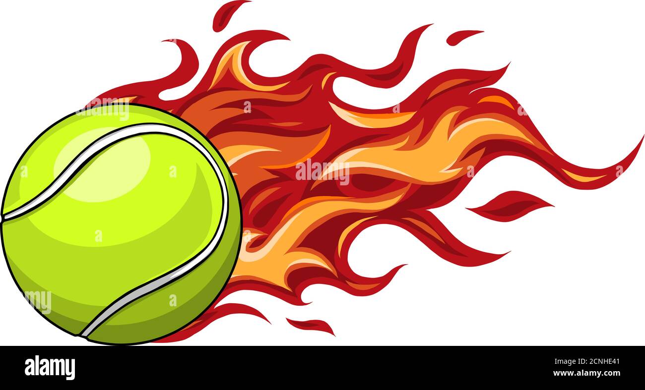Une balle de tennis en feu volant par l'air Image Vectorielle Stock - Alamy