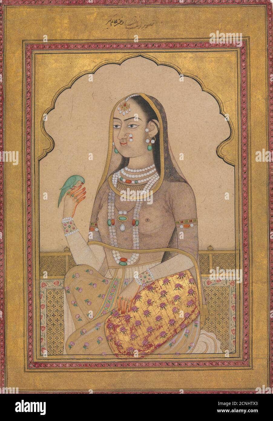 Une jeune fille de Bejeweled avec un Parakeet, ca. 1670-1700. Banque D'Images