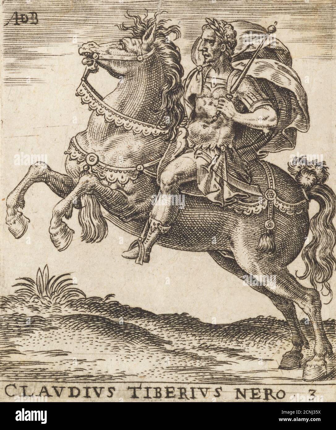 Claudius Tiberius Nero de douze Caesars à cheval, ca. 1565-1587. Banque D'Images