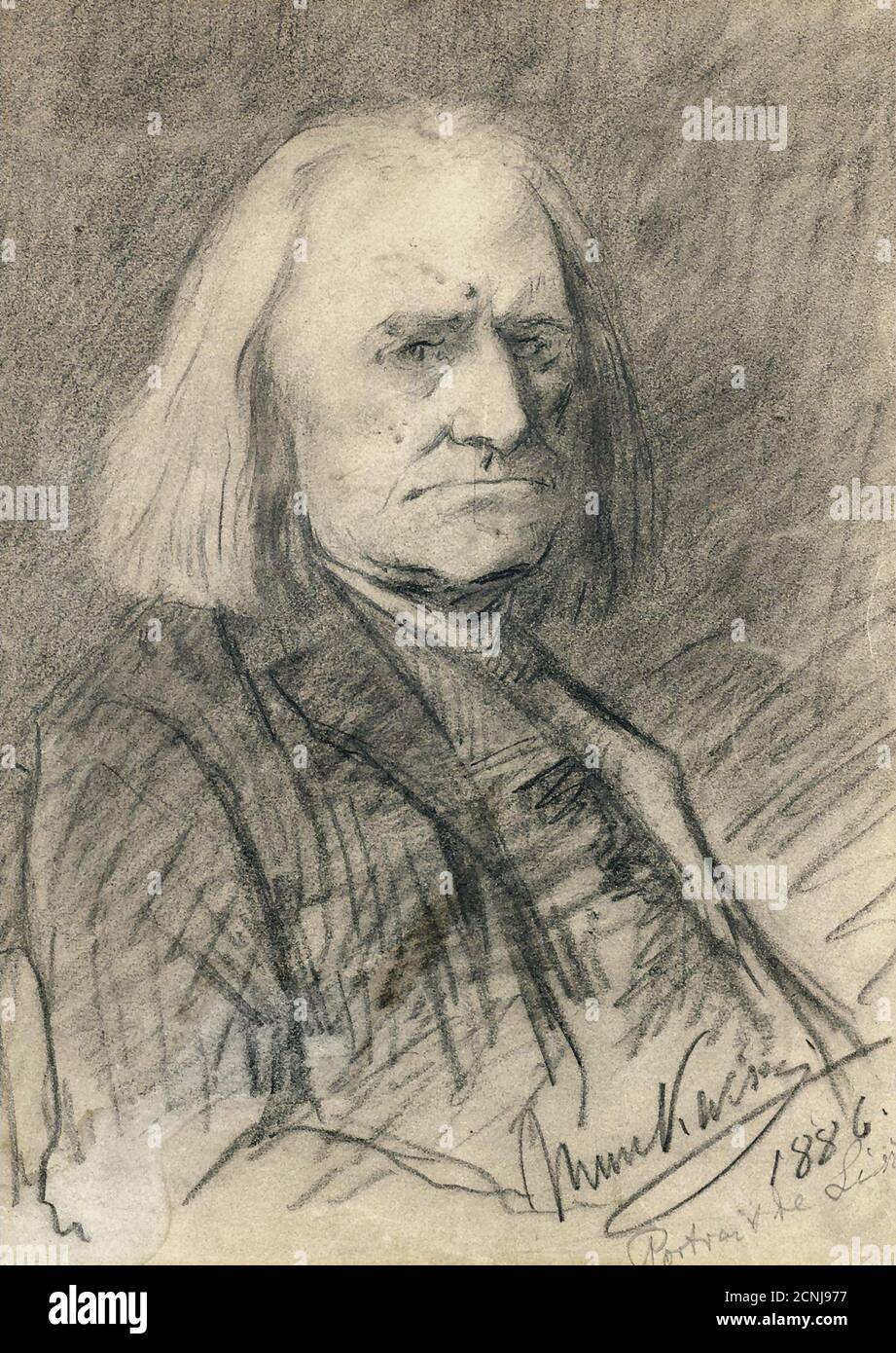 Munkássy Mihály - Franz Liszt 1 - Ecole hongroise - 19e siècle Banque D'Images