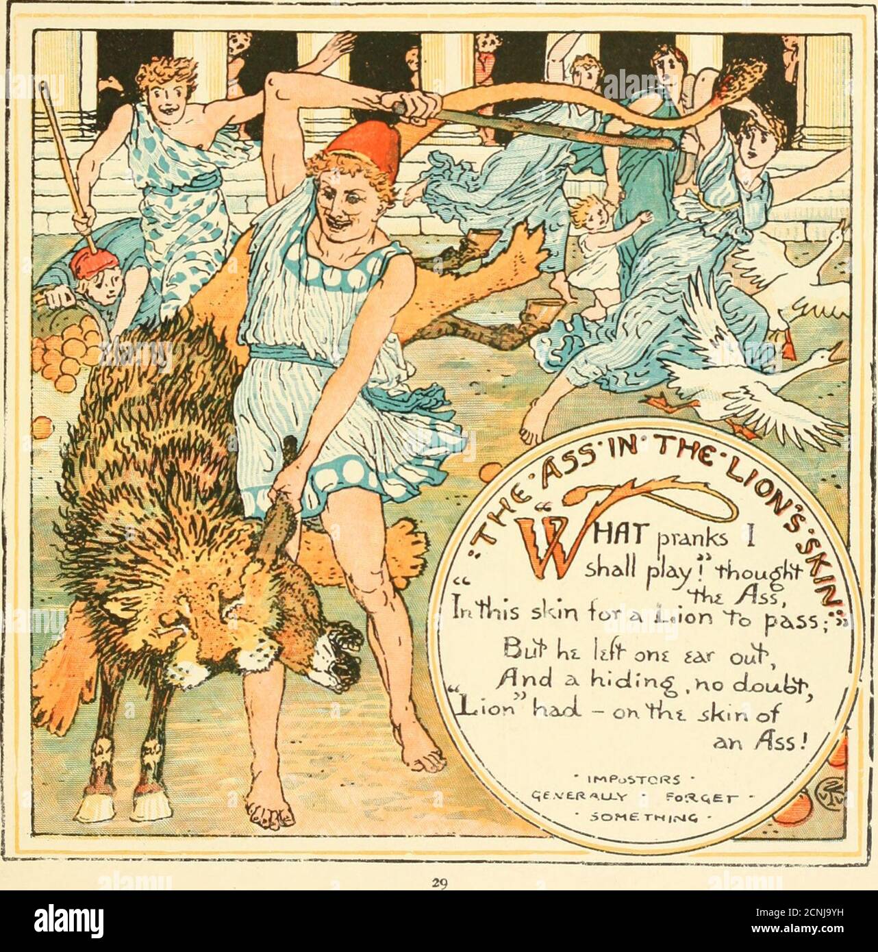 . L'Aesop du bébé : être les fables condensés en rime avec des morals portables, pointées par Walter Crane. Gravé et imprimé en couleurs par Edmund Evans . Banque D'Images