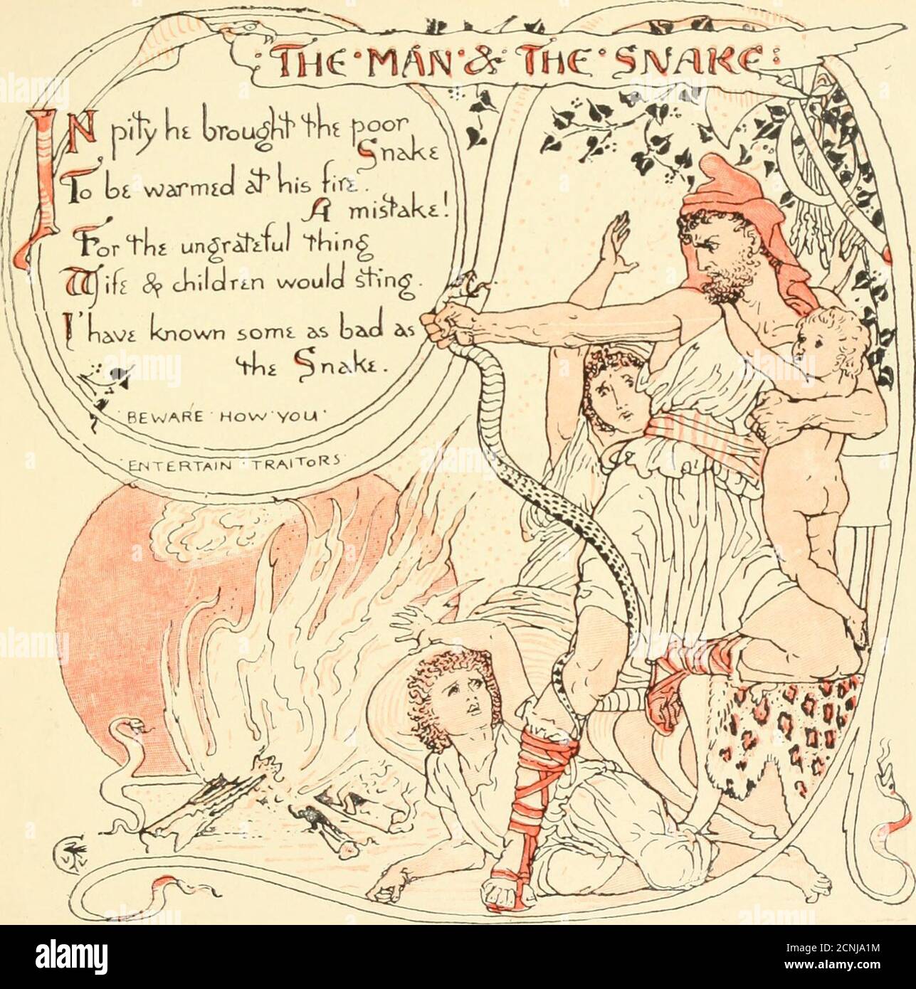 . L'Aesop du bébé : être les fables condensés en rime avec des morals portables, pointées par Walter Crane. Gravé et imprimé en couleurs par Edmund Evans . Banque D'Images