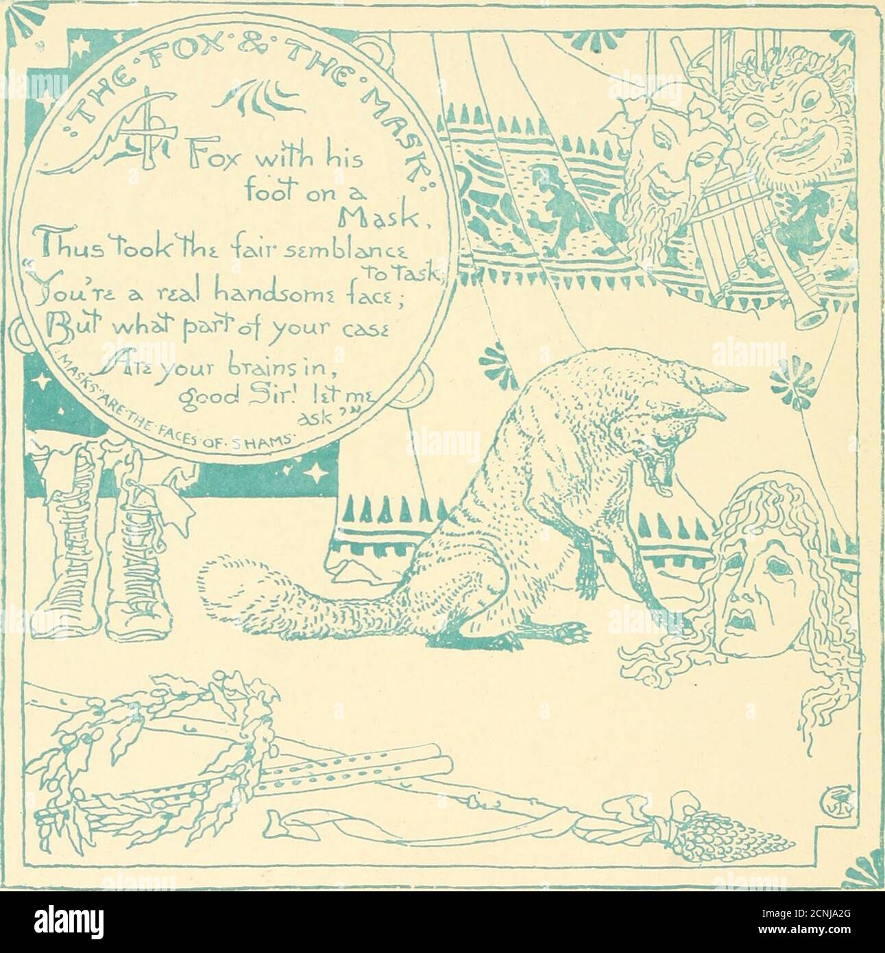 . L'Aesop du bébé : être les fables condensés en rime avec des morals portables, pointées par Walter Crane. Gravé et imprimé en couleurs par Edmund Evans . Banque D'Images
