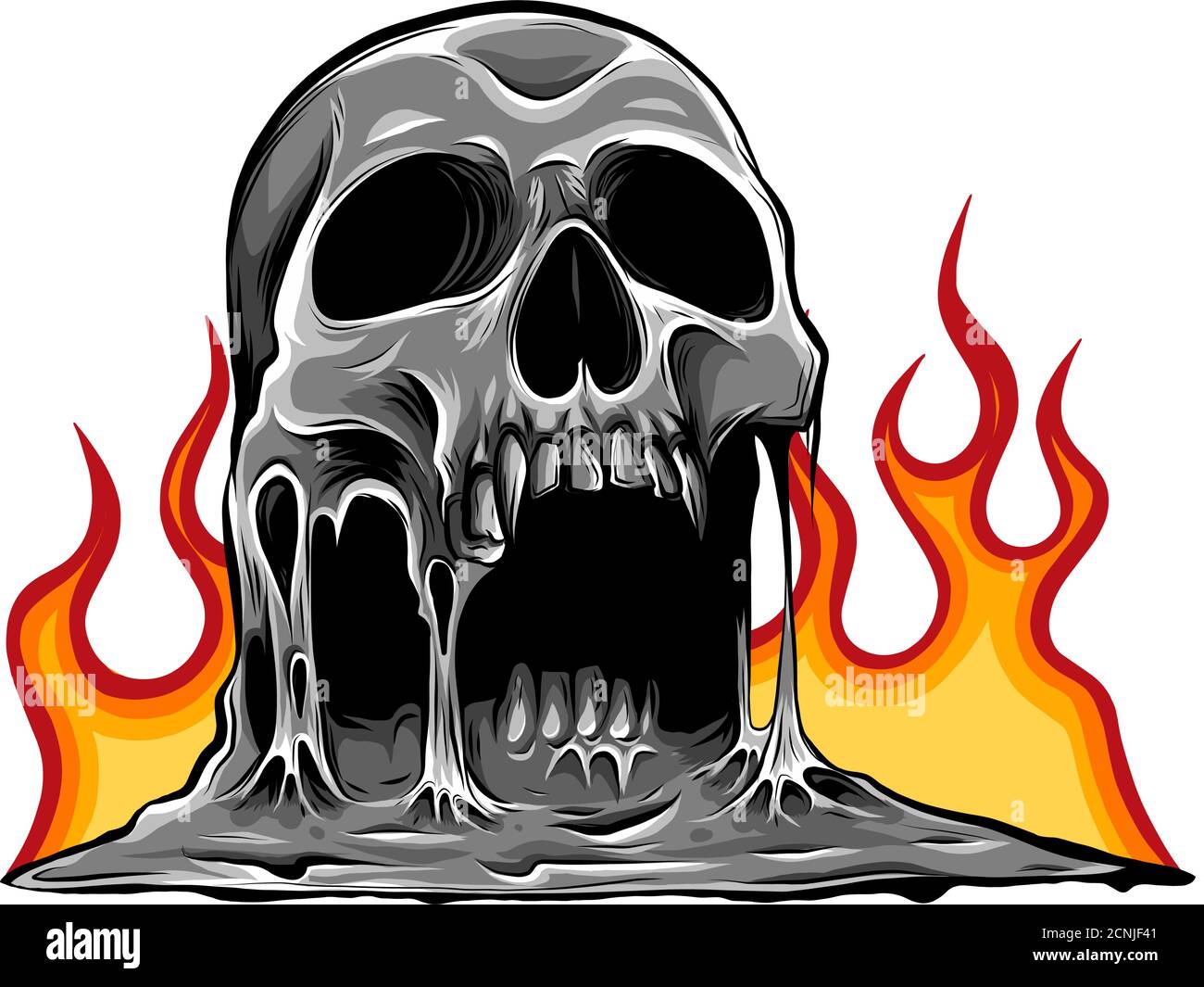 Crâne en feu avec des flammes Vector Illustration Illustration de Vecteur