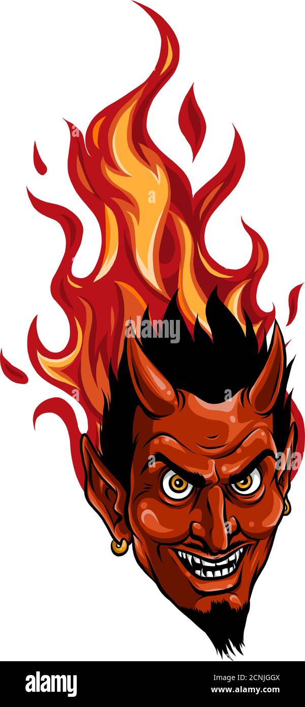 Image vectorielle graphique d'une tête de mascotte de démon ou de diable Illustration de Vecteur