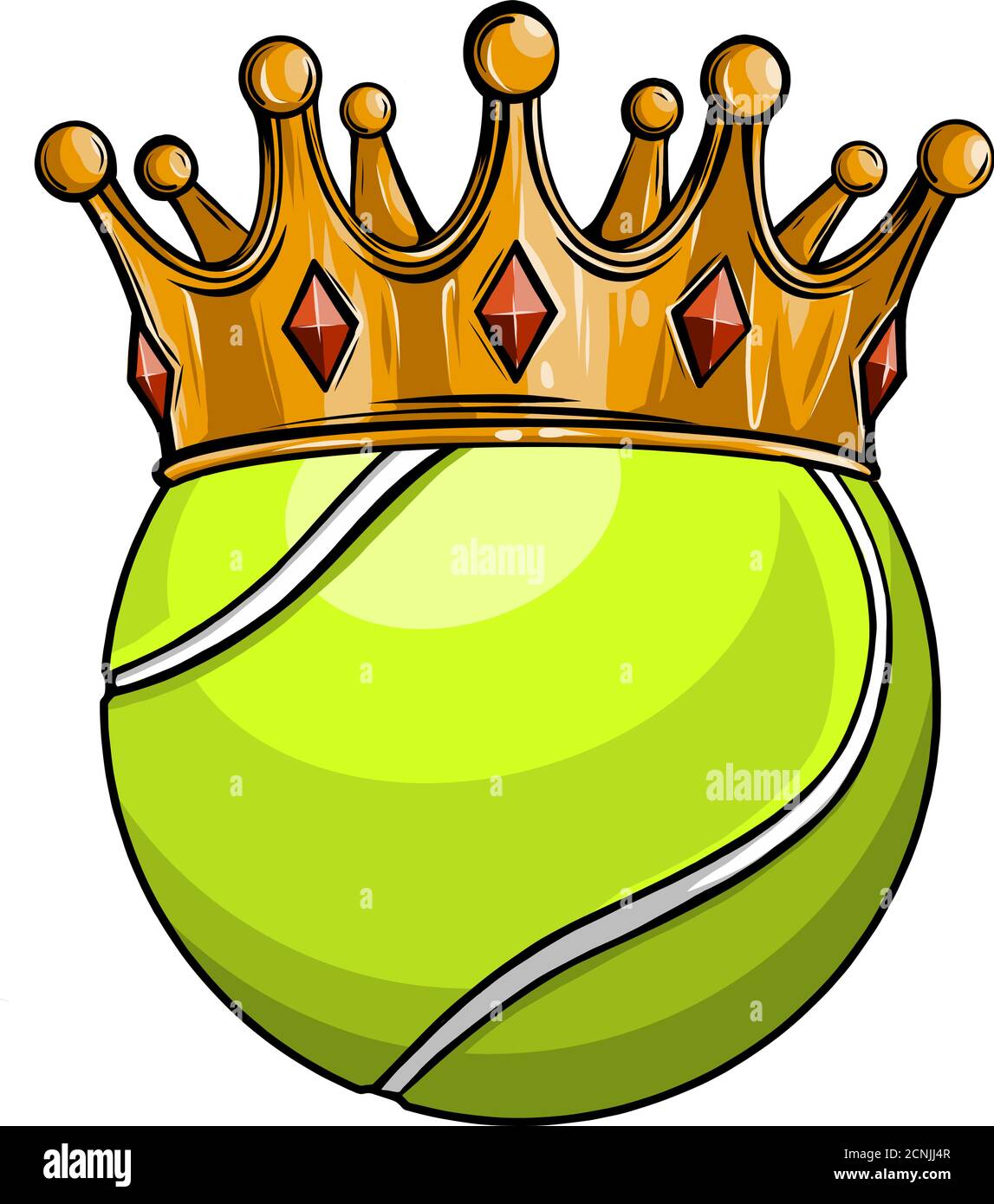 Roi du concept de tennis, une balle de tennis portant un vecteur de couronne d'or Illustration de Vecteur