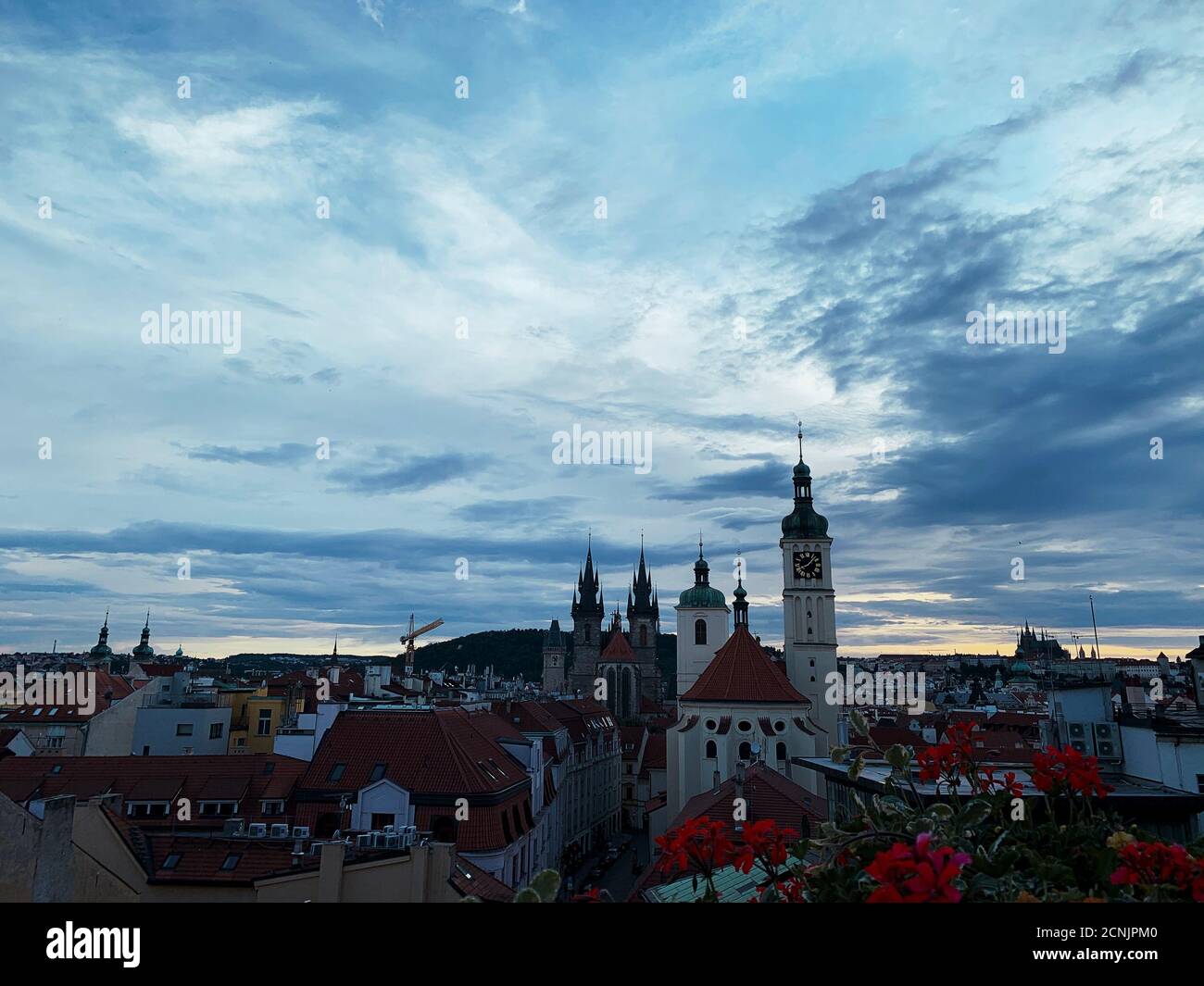 Horizon Prague Tchèque coucher de soleil en été Banque D'Images