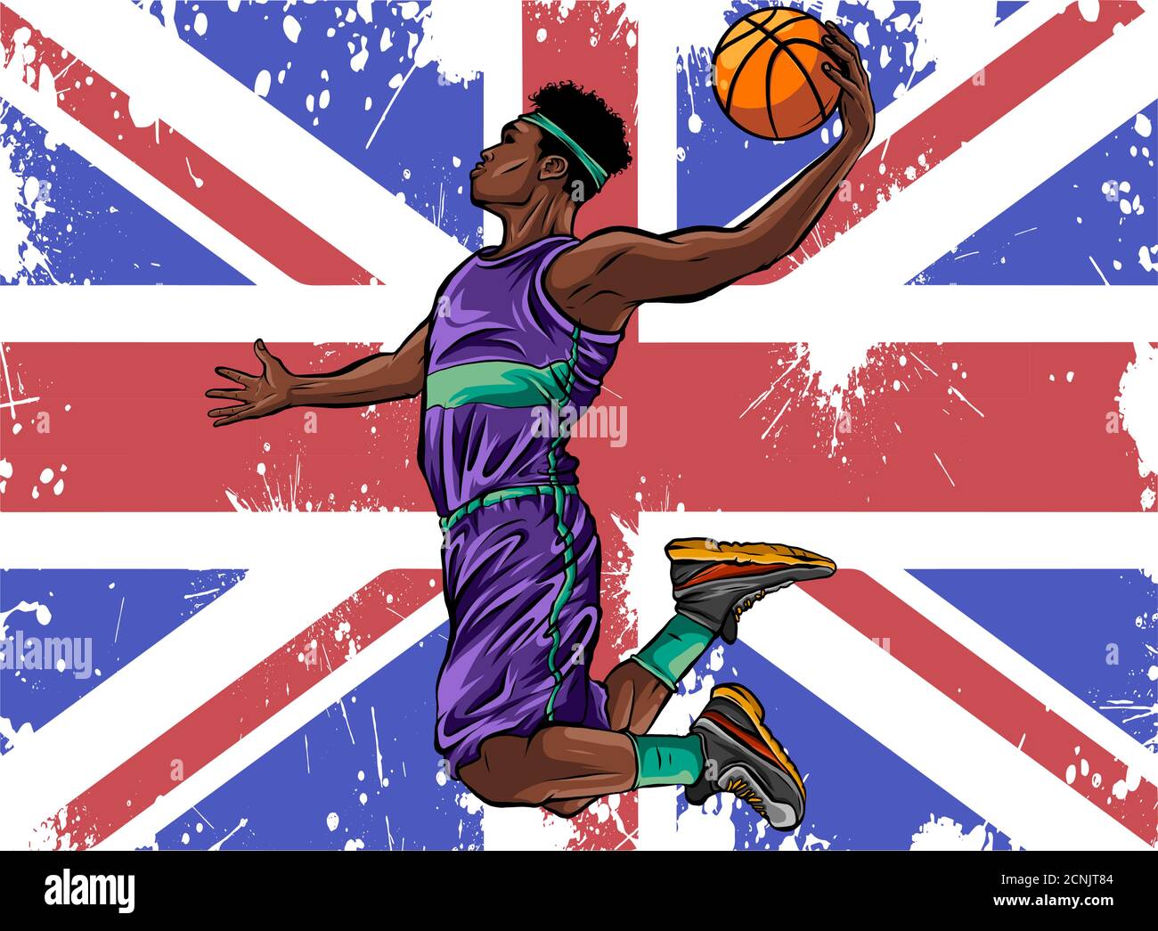 Illustration d'un joueur de basket-ball avec silhouette d'aquarelle vectorielle Illustration de Vecteur