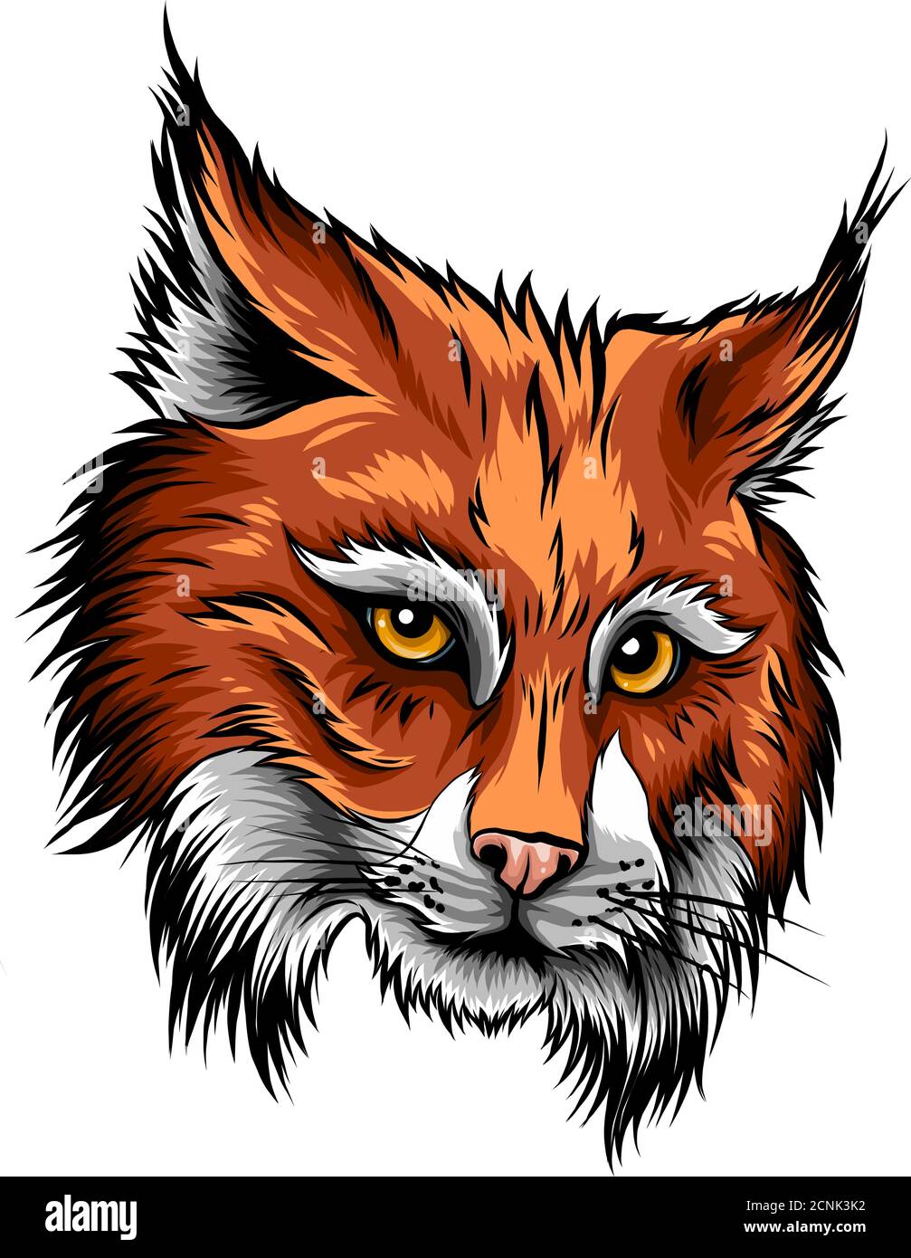 Illustration du vecteur isolé du lynx eurasien. Icône d'esquisse d'animal sauvage vectorisé à la main. Illustration de Vecteur