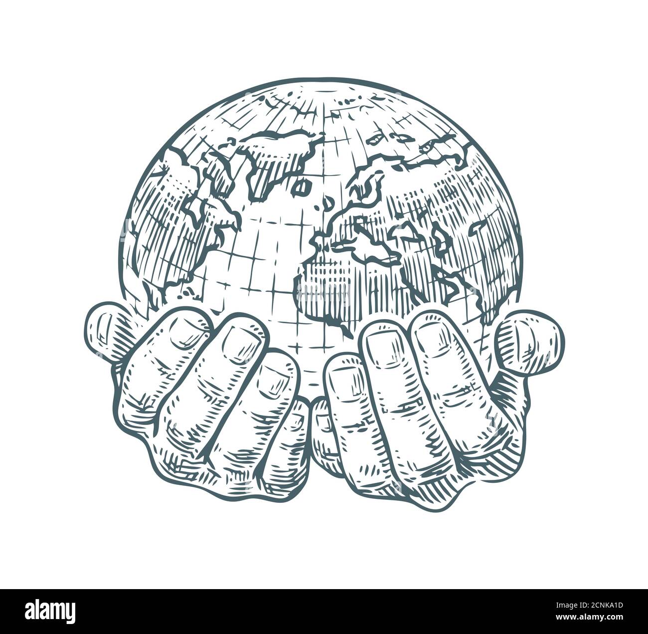 Les mains tiennent la planète ou le monde. Écologie ou concept d'entreprise Illustration de Vecteur