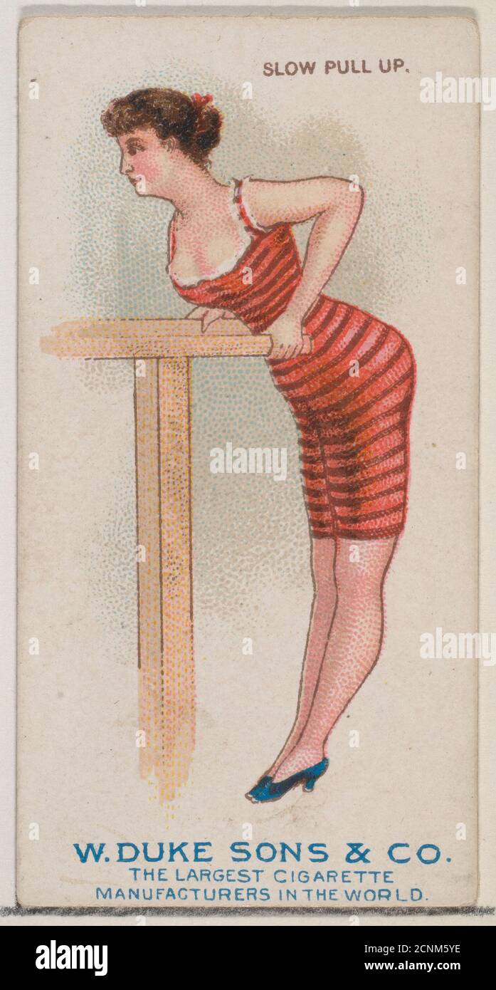 Slow Pull Up, de la série Gymnastic Exercises (N77) pour les cigarettes de marque Duke, 1887. Banque D'Images