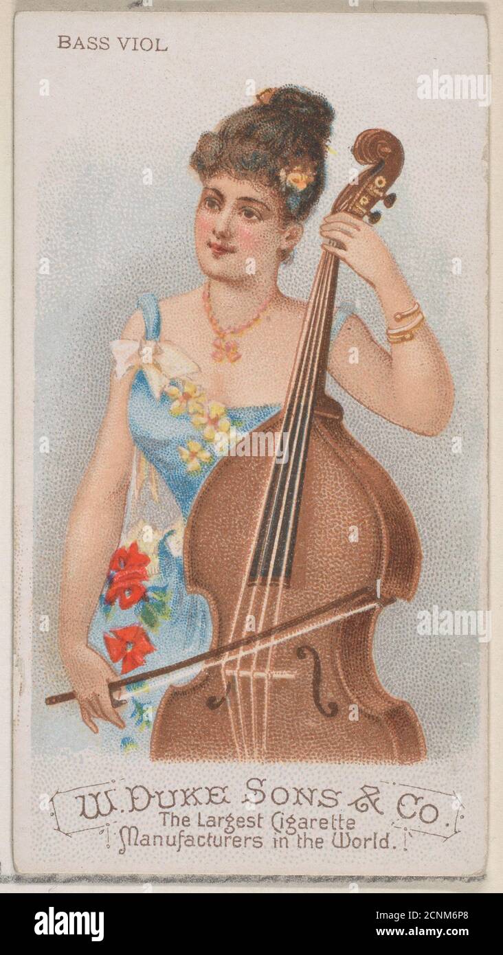 Bass Viol, de la série instruments de musique (N82) pour cigarettes de marque Duke, 1888. Banque D'Images