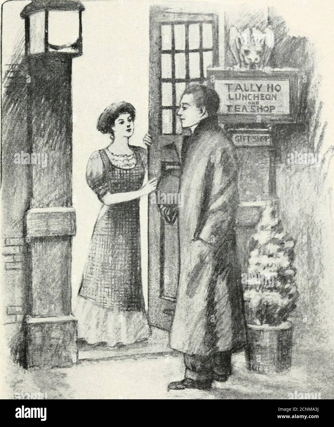 . Betty Wales & Co. : une histoire pour les filles . bbie Hildreth et non Betty, whohad compatissed à propos des soirées solitaires, a ouvert la porte de Young-Man-over-the-Fence, et après un figetrès bon-eveningtenu frognant dans le silence désapprouvant alors qu'il attendait pour lui expliquer lui-même. Je suis venu me poser la question, c'est-à-dire que je voulais me demander de passer une commande. Je suppose que je sordnthave venir ce soir, seulement j'étais dans un hurrypour faire régler les choses immédiatement. Miss est-elle la jeune femme qui s'assoit à son bureau ? ne la voit-elle pas ? Je ne sais pas, Babbie lui a dit collement.* vous ne pouvez pas dîner ici, 3^ou savoir.ce magasin de thé ferme à si Banque D'Images