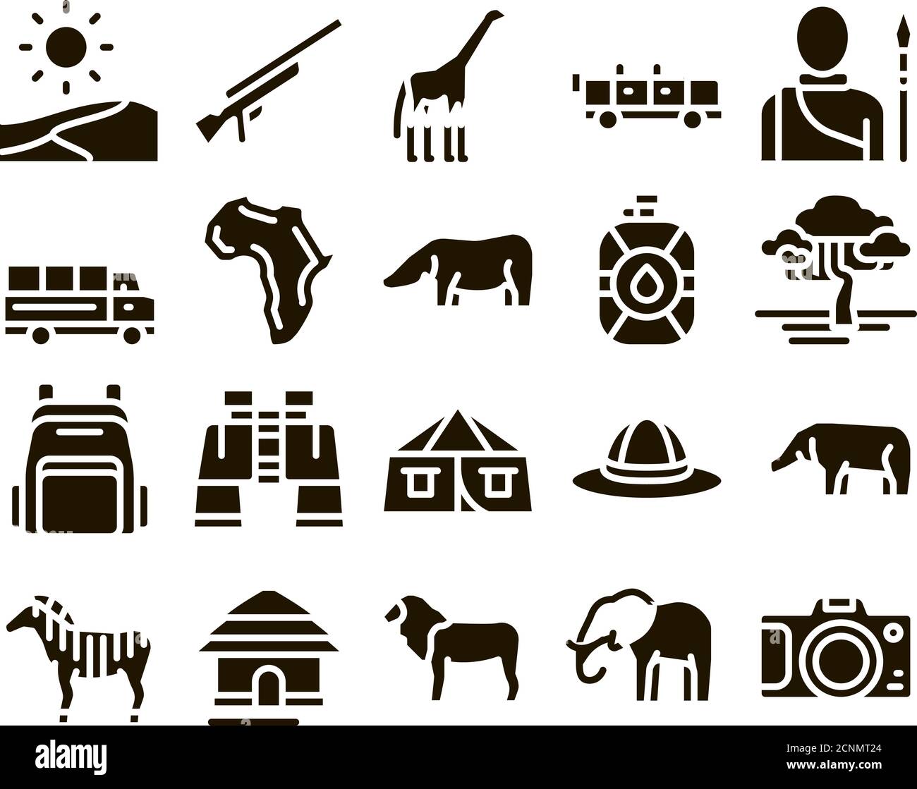 Voyage Safari Éléments Collection Icons Set Vector Illustration de Vecteur