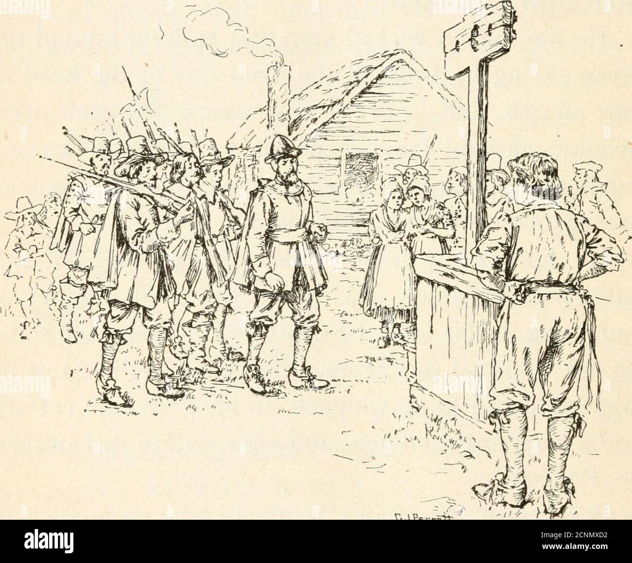 . Ruth de Boston; une histoire de la colonie de la baie du Massachusetts . devrait suivre rapidement. Il n'a pas tenu compte de l'avertissement, cependant, et après un temps, wrhich a été pendant le troisième été de notre être dans ce pays, il a été amené devant les courtas qui avaient jeté des reproaches sur Dieu. Pour cette brebis condamnée à être fouettée, à faire couper les oreilles, à être condamné à une amende de quarante pillages, puis à être banishedto Angleterre. En raison de ce qui est si très, très méchant, Susan et moi avons cru que nous devrions aller le voir fouetté, et se rassembler avec les gens au pilori, où se tenait avec son cou et les bras encombrés Banque D'Images