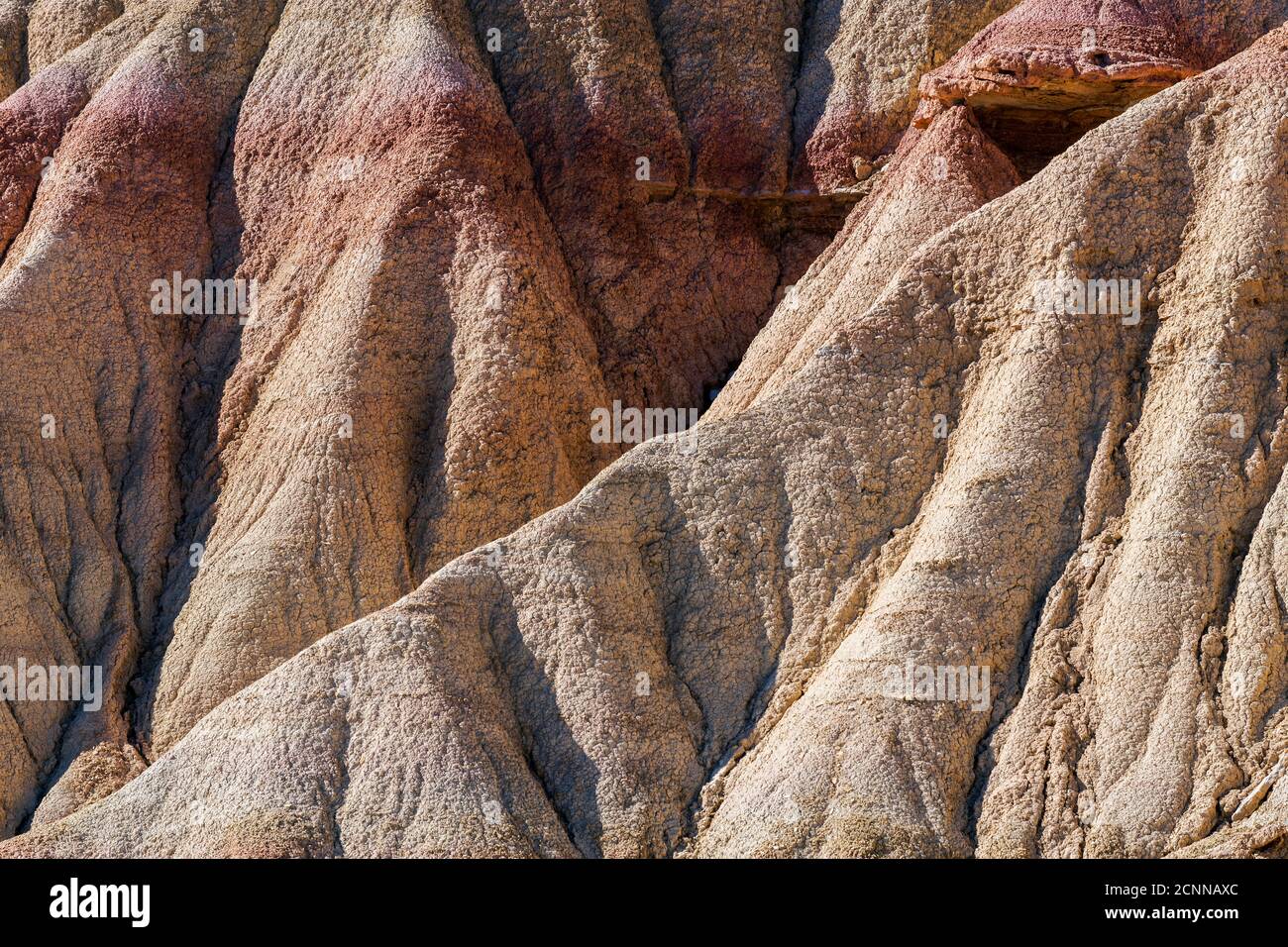 Formations rocheuses, Badlands de Bardenas Reales, Navarre, Espagne Banque D'Images