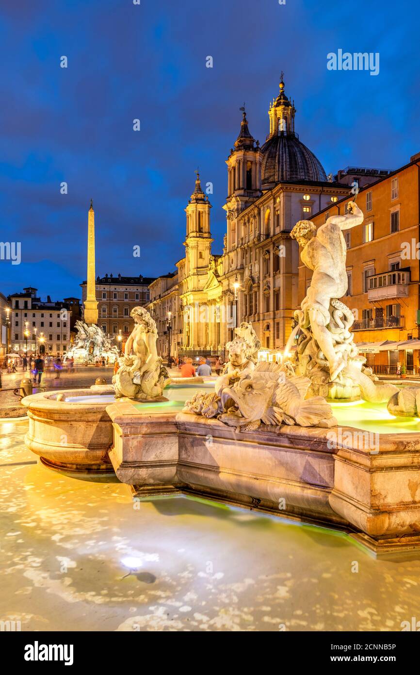 Fontaine de Neptune, Piazza Navona, Rome, Latium, Italie Banque D'Images