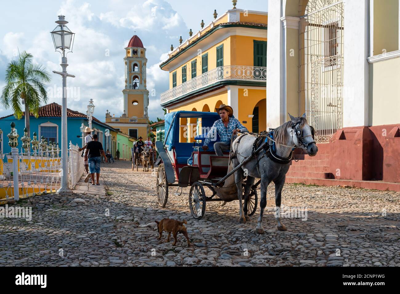 24 août 2019 : une calèche sur la place principale appelée « Plaza Mayor ». Trinité-et-Cuba Banque D'Images