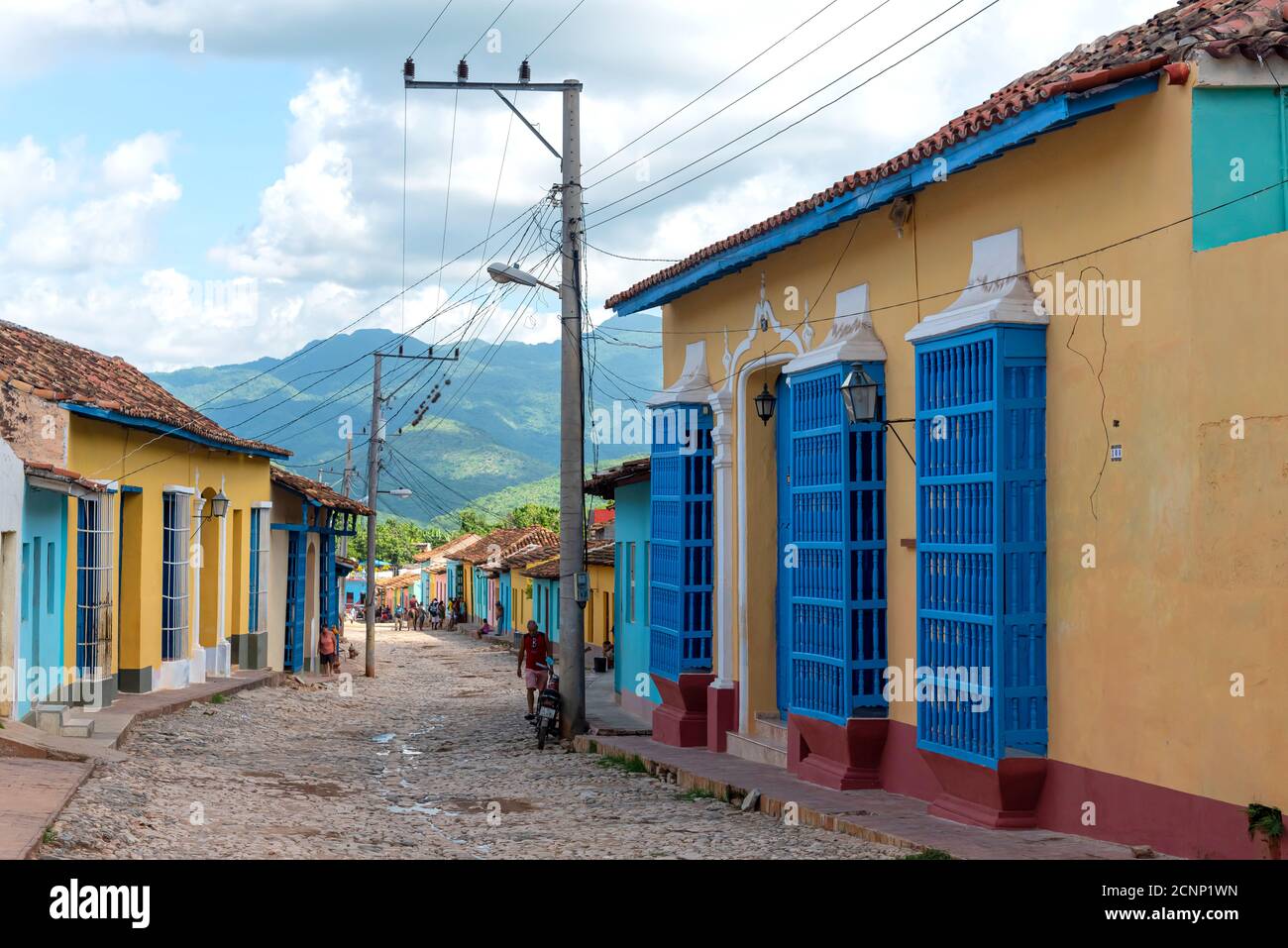 24 août 2019 : architecture coloniale le long des rues pavées de Trinidad. Trinité-et-Cuba Banque D'Images