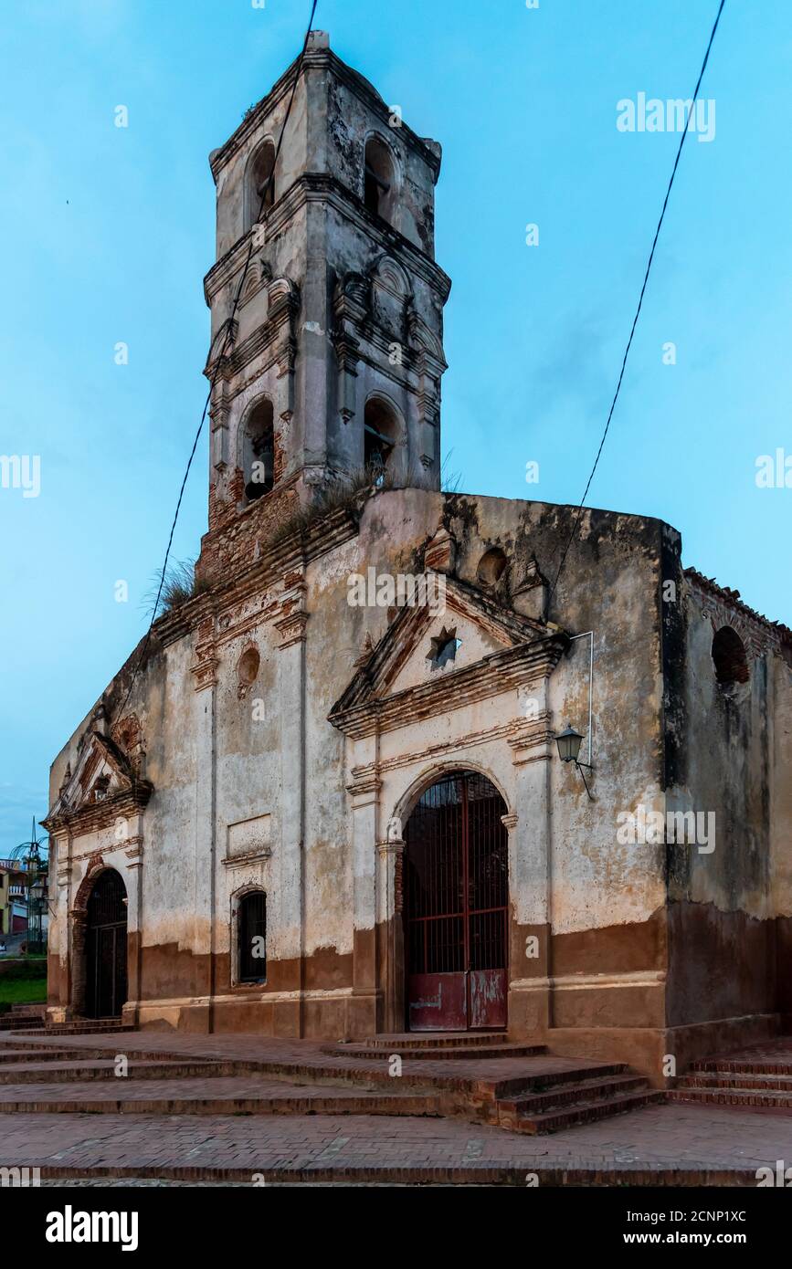 24 août 2019 : église coloniale détruite. Trinité-et-Cuba Banque D'Images