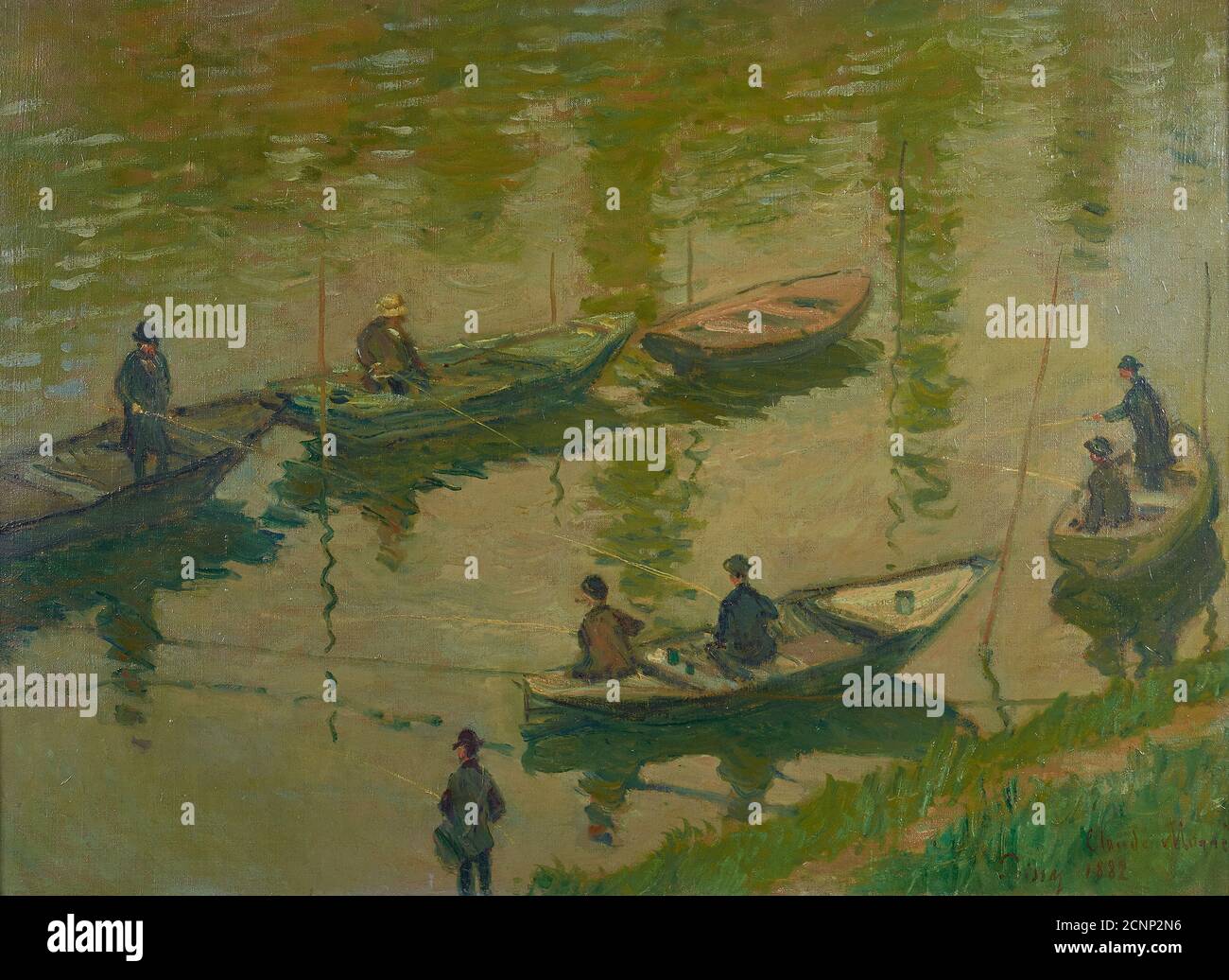 P&#xea;gueurs sur la Seine &#xe0; Poissy (pêcheurs sur la Seine à Poissy), 1882. Trouvé dans la collection de &#xd6;sterreichische Galerie Belvedere, Vienne. Banque D'Images