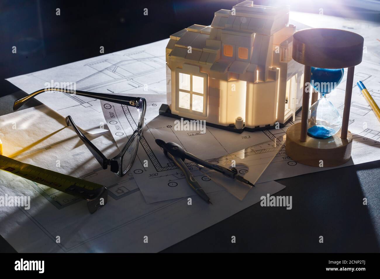 vue de dessus du projet architectural de l'intérieur de la maison Banque D'Images