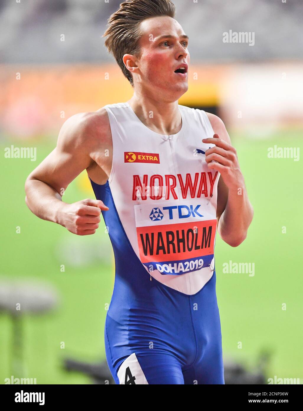 Karsten Warholm (Norvège). 400 mètres haies. Championnats du monde d'athlétisme de l'IAAF, Doha 2019 Banque D'Images