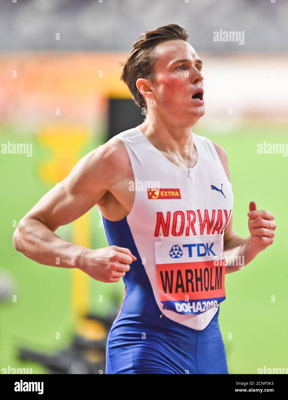 Karsten Warholm (Norvège). 400 mètres haies. Championnats du monde d'athlétisme de l'IAAF, Doha 2019 Banque D'Images