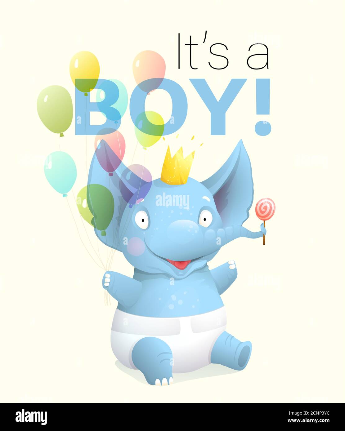 Son Dessin Anime Est Une Carte De Vœux A Motif Elephant Pour Bebe Garcon Image Vectorielle Stock Alamy