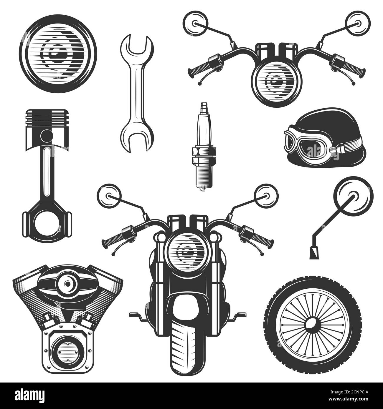 Ensemble de symboles et d'icônes de moto vintage Vector Illustration de Vecteur