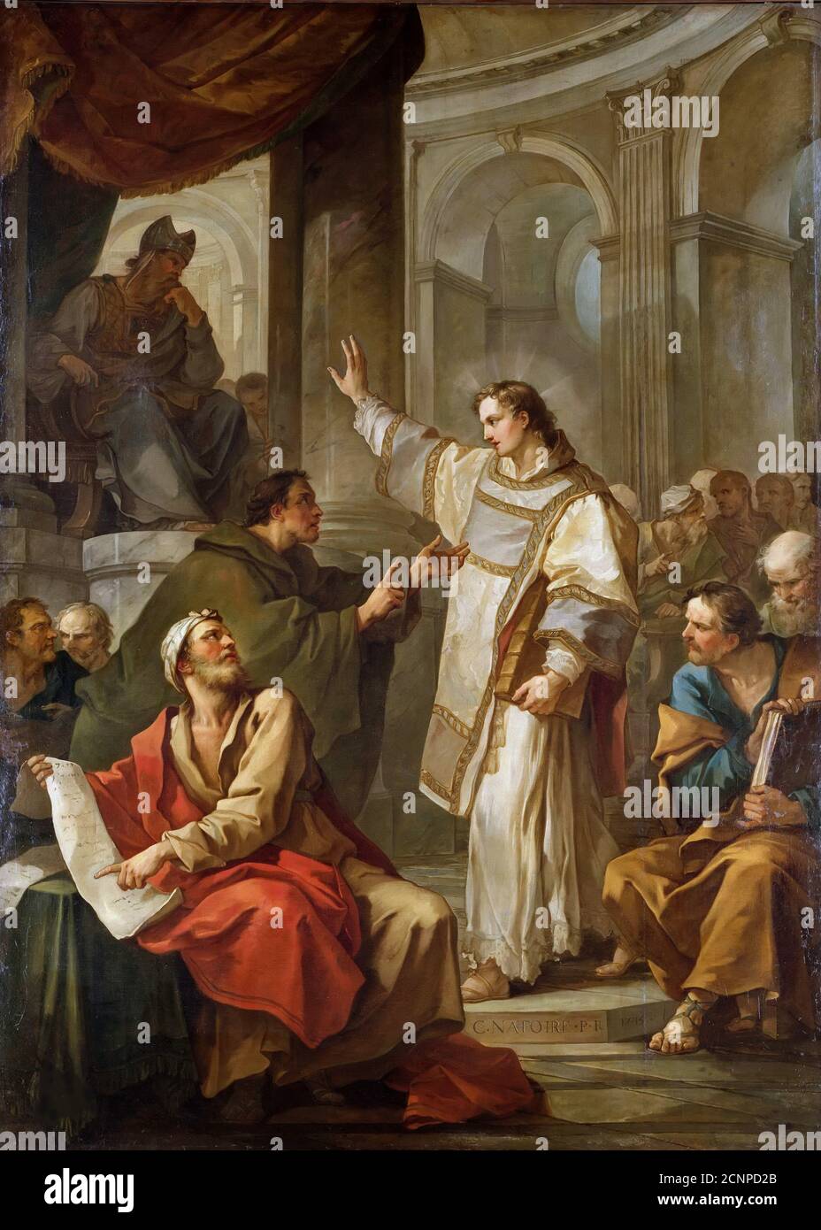 Saint Stephen devant le souverain Sacrificateur et les anciens du Sanhédrin, 1745. Dans la collection de Mus&#xe9;e des Beaux-Arts, Rennes. Banque D'Images