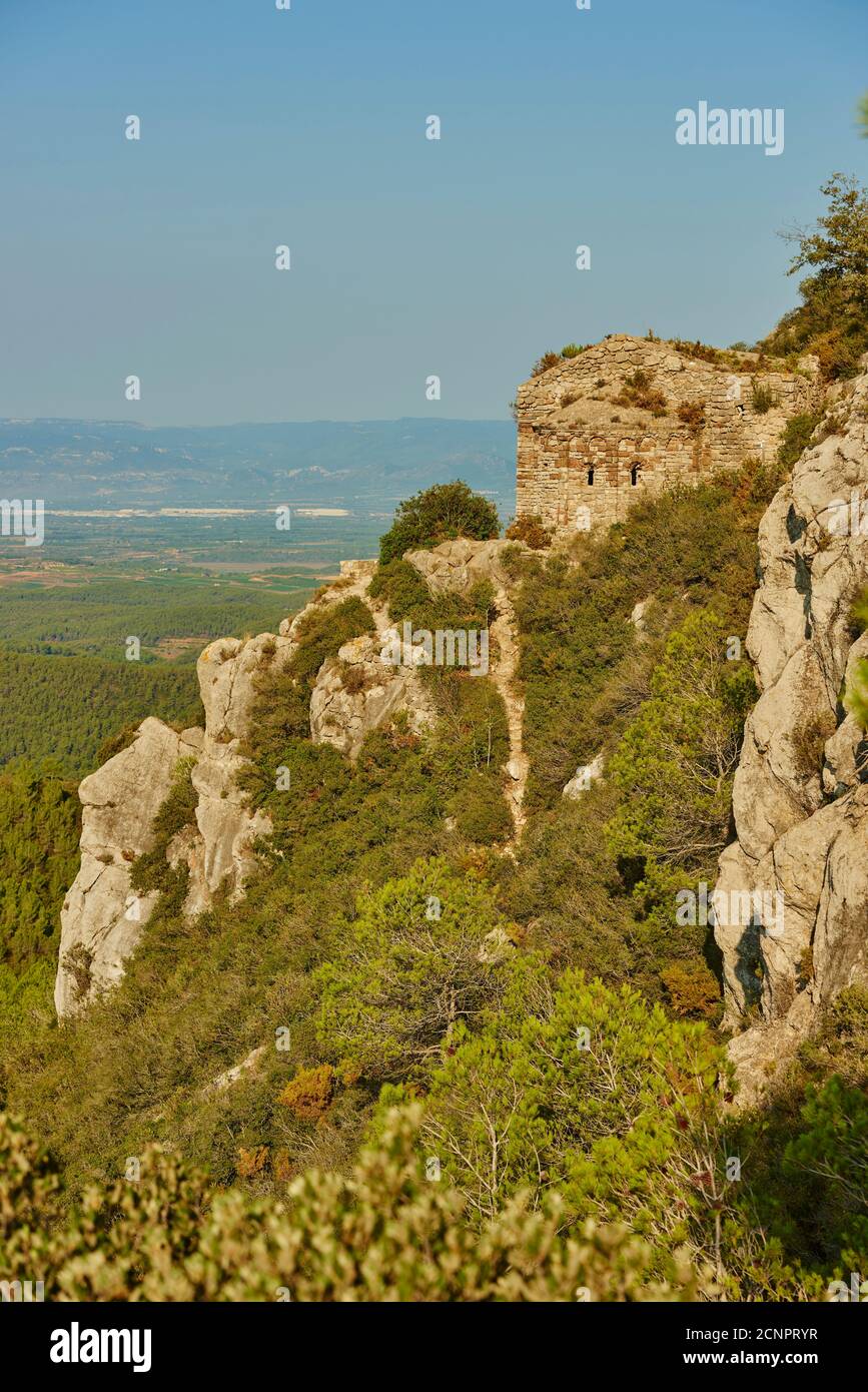 Cathédrale, ruines du château, Església vella de Sant Miquel del Montmell, intérieur des terres, province de Tarragone, Catalogne, Espagne, Europe Banque D'Images