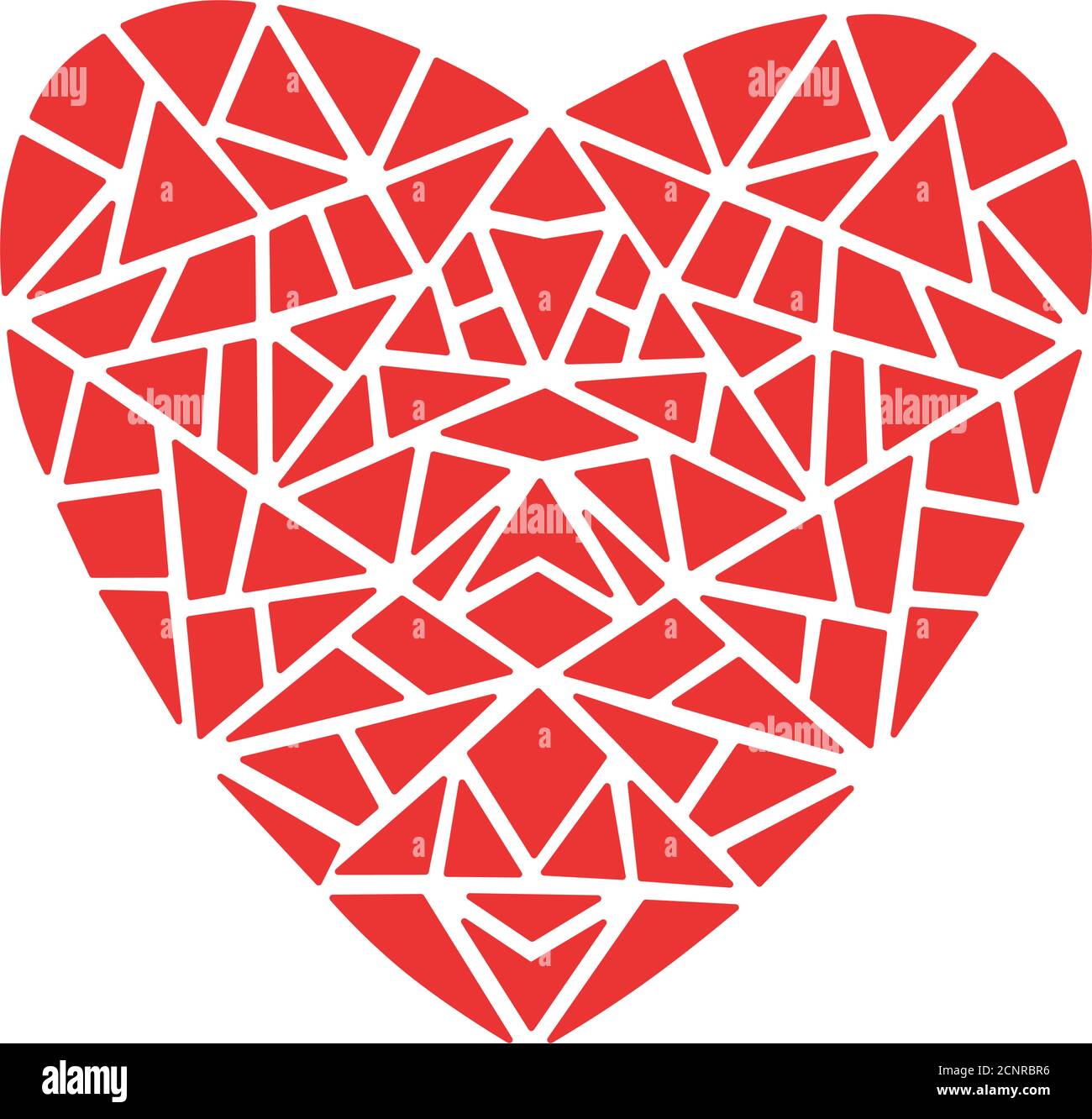Cœur en mosaïque rouge. Illustration vectorielle. Isolé sur un fond blanc. Illustration de Vecteur