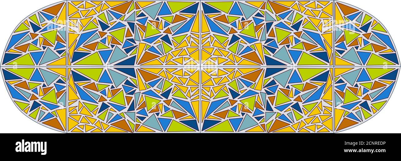 Patter horizontal en mosaïque. Fenêtre en vitrail. Illustration vectorielle Illustration de Vecteur