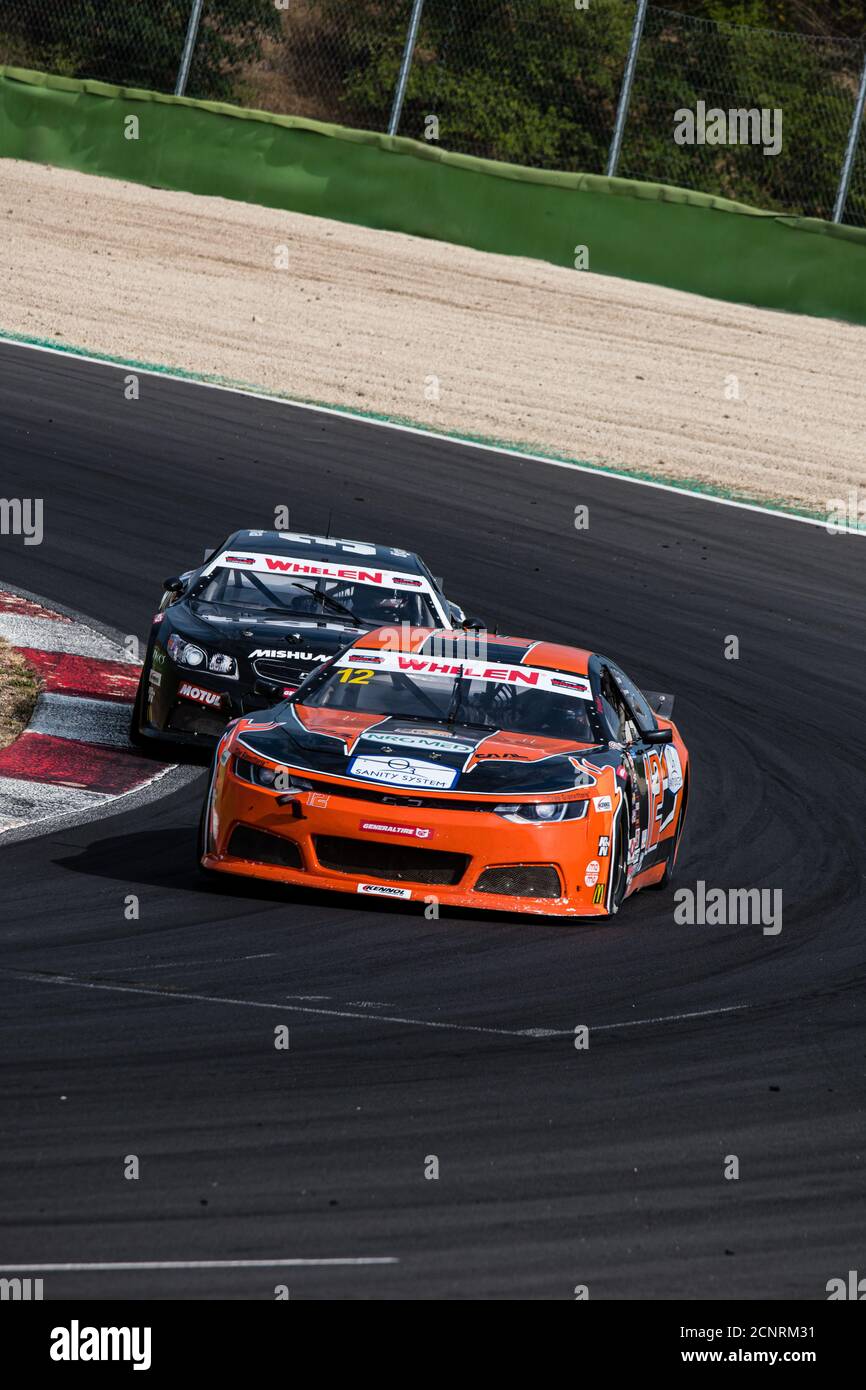 Vallelunga, Rome, Italie, 11 septembre 2020. Festival américain de Rome. Voiture de course Euro Nascar Chevrolet Camaro en action à tour de rôle Banque D'Images