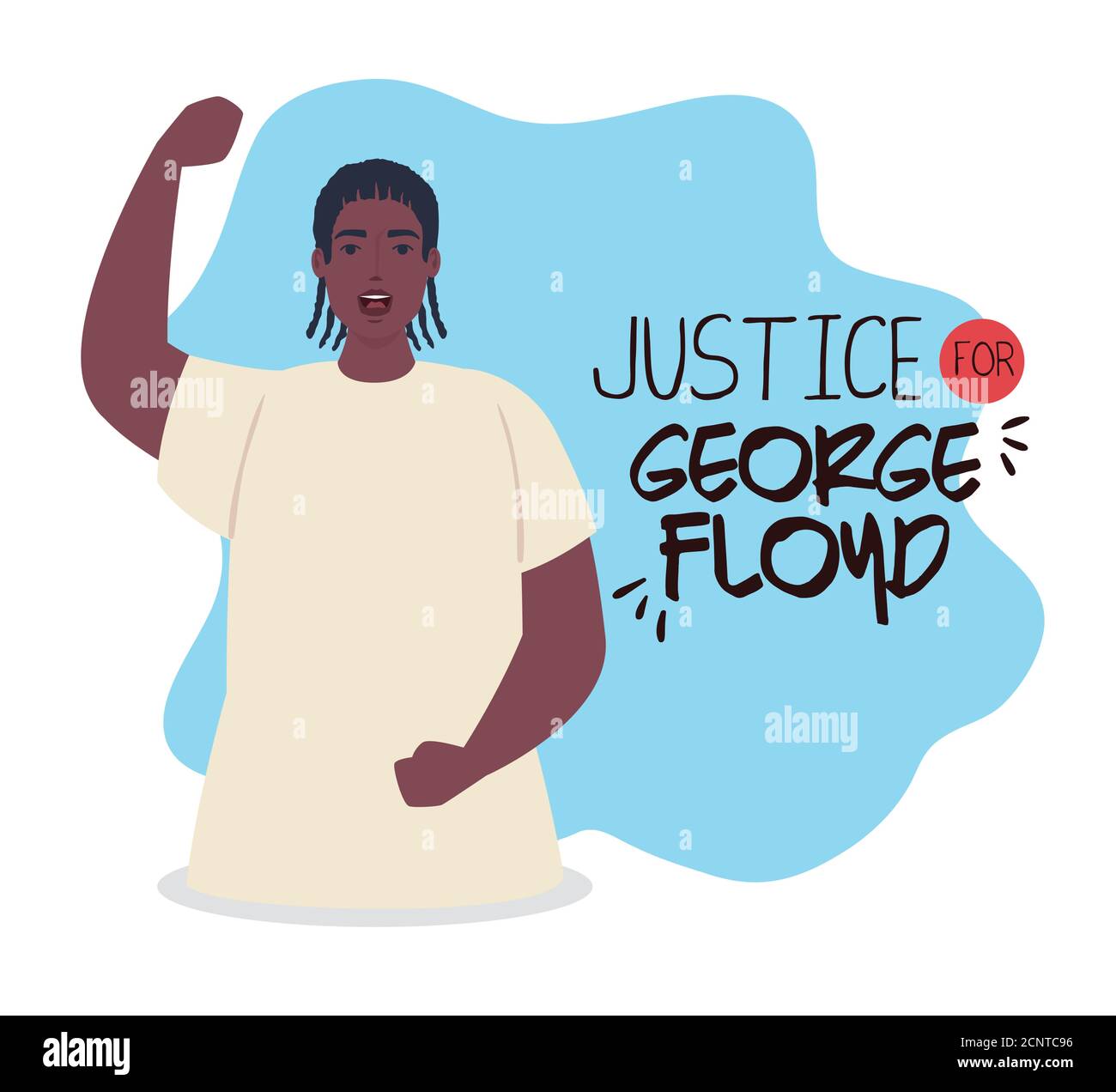 le juge george floyd, les vies noires comptent, et l'homme africain avec la main vers le haut, arrêter le racisme Illustration de Vecteur