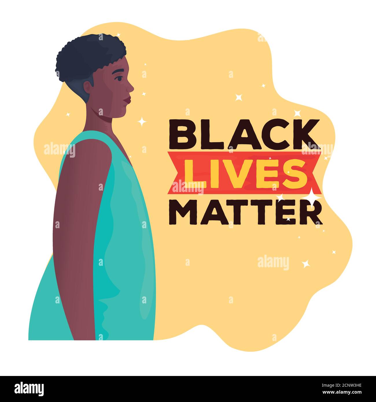 les vies noires comptent, femme africaine en profil, arrêter le racisme concept Illustration de Vecteur