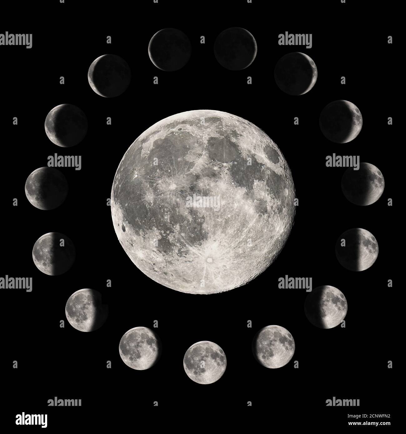 Phases de la Lune, cycle lunaire Banque D'Images