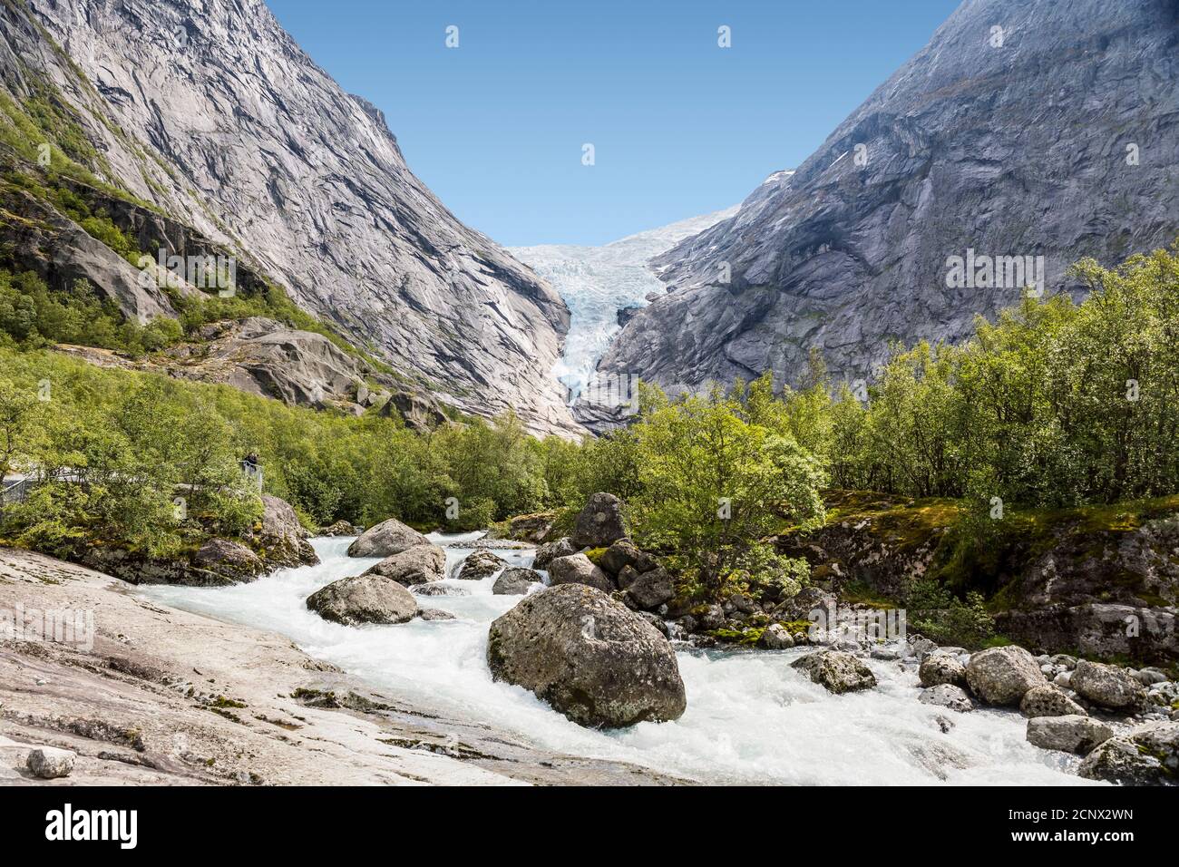 Le Glacier Briksdal, Norvège Banque D'Images