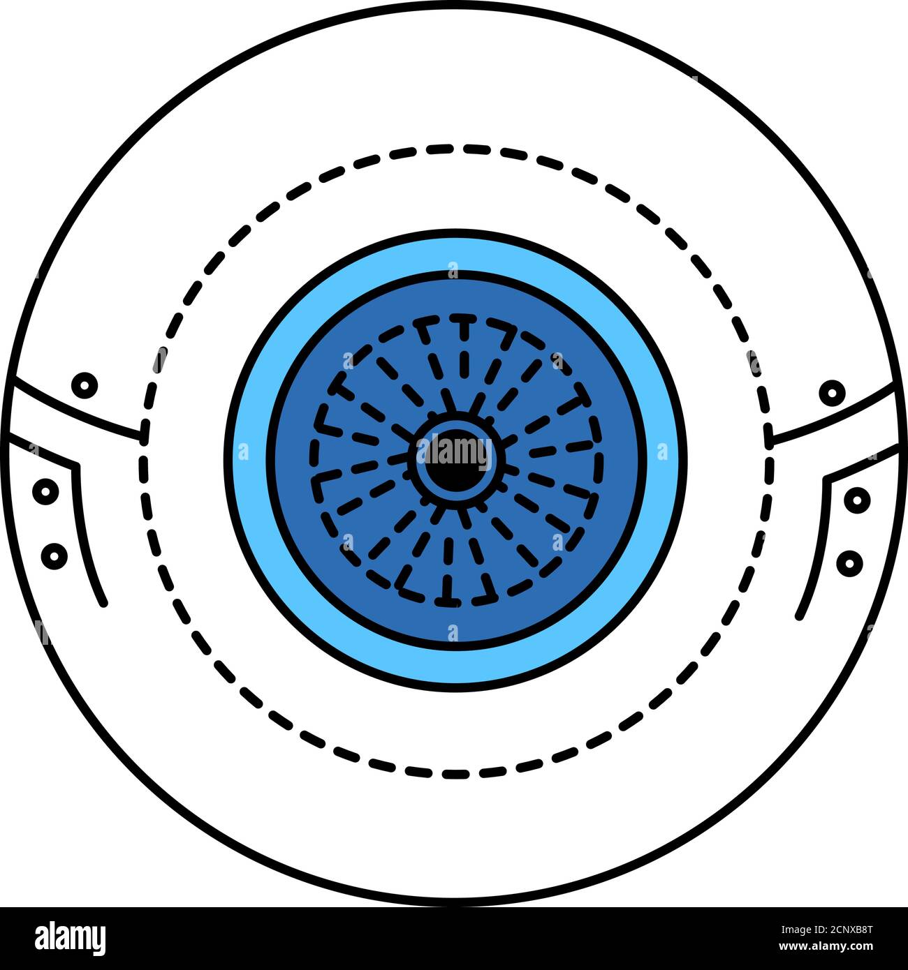 Icône de la ligne de couleur artificielle bio pour les yeux. Type de prothèse crâniofaciale. Remplace un œil naturel absent. Pictogramme pour page Web, application mobile, Promo. INTERFACE UTILISATEUR UX Illustration de Vecteur