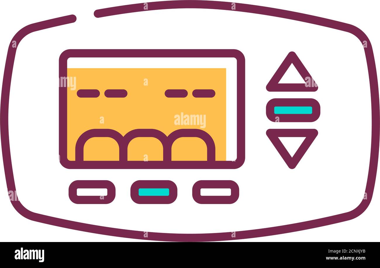 Thermostat pour chauffer une icône de ligne de couleur de maison sur fond blanc. Maintien de la chaleur dans la maison. Pictogramme pour page Web, application mobile, Promo. INTERFACE UTILISATEUR UX Illustration de Vecteur