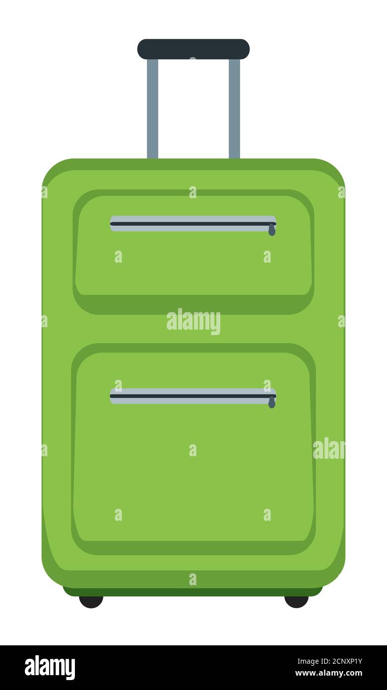 Valise Verte Sur Roulettes Avec Poignee En Style Dessin Anime Image Vectorielle Stock Alamy