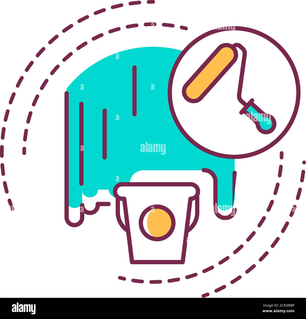 Icône de ligne de couleur de peinture intérieure. Peinture de mur et de plafond. Services de handyman. Pictogramme pour page Web, application mobile, Promo. Élément de conception UI UX GUI Illustration de Vecteur