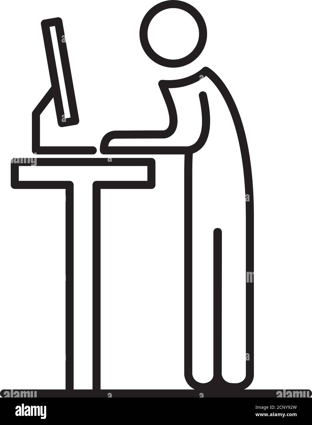 homme avec ordinateur en mode ligne de chat vidéo vecteur d'icône conception Illustration de Vecteur