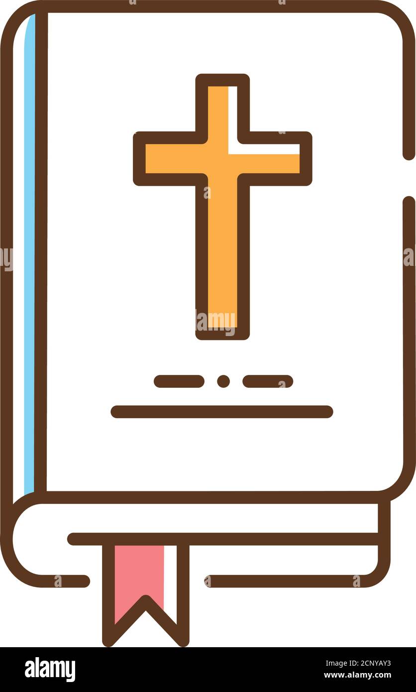 Icône de ligne de couleur bible. Le récit de l'action de Dieu dans le monde, et son but avec toute la création. Pictogramme pour page Web, application mobile, Promo. INTERFACE UTILISATEUR UX Illustration de Vecteur