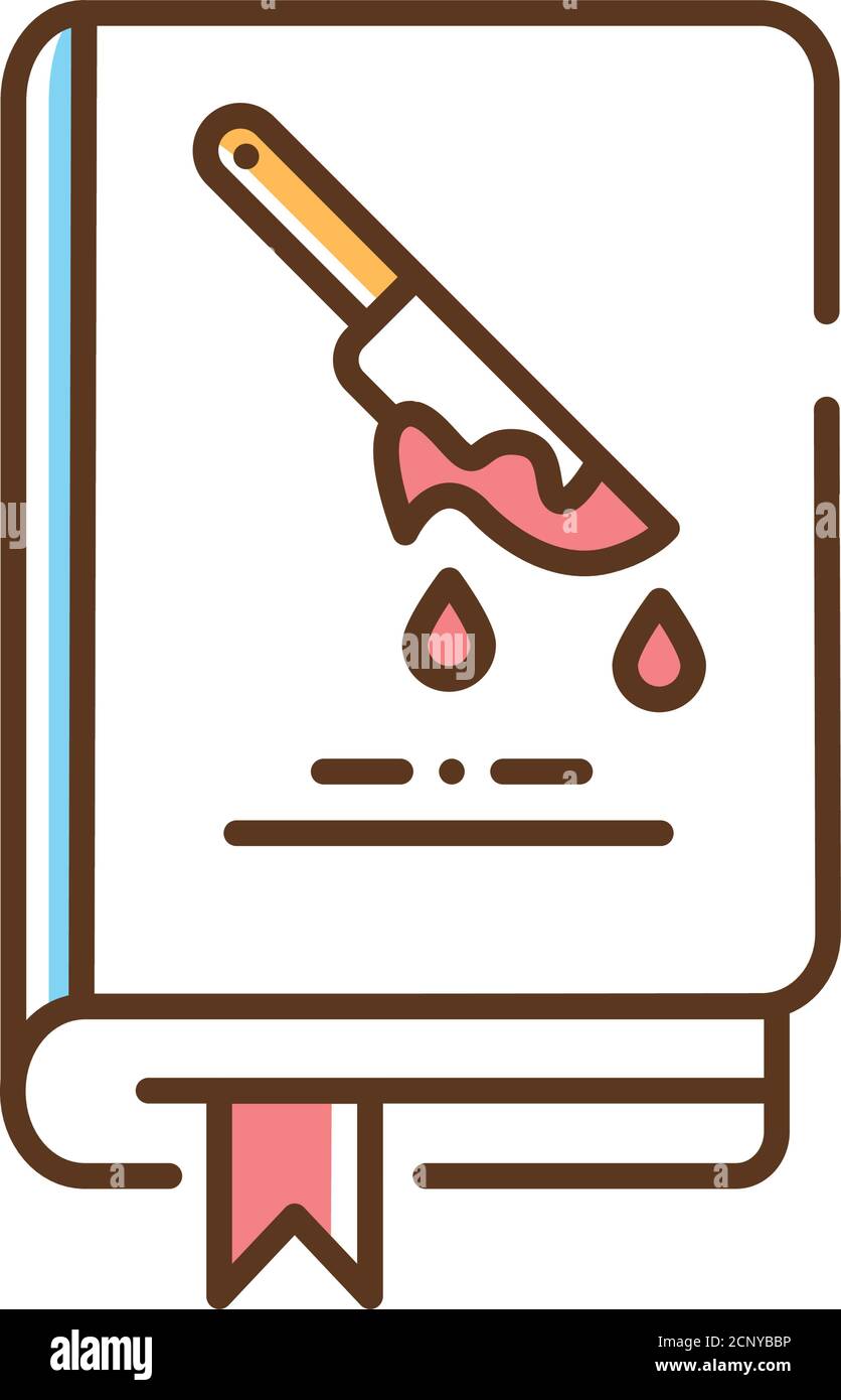 Icône de la ligne de couleurs du livre d'horreur. Un genre de fiction spéculative qui est destiné à effrayer, ou de surprendre ses lecteurs en induisant des sentiments d'horreur et Illustration de Vecteur