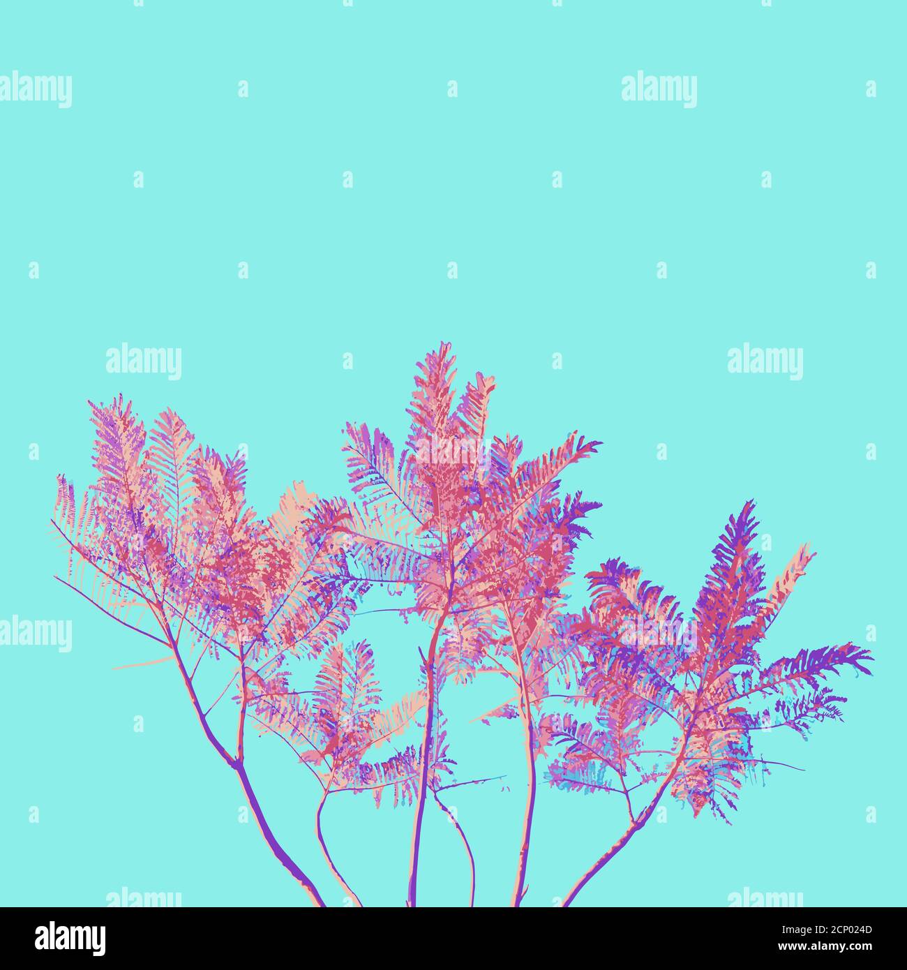 arbre rose sur fond ciel bleu clair, vecteur Illustration de Vecteur